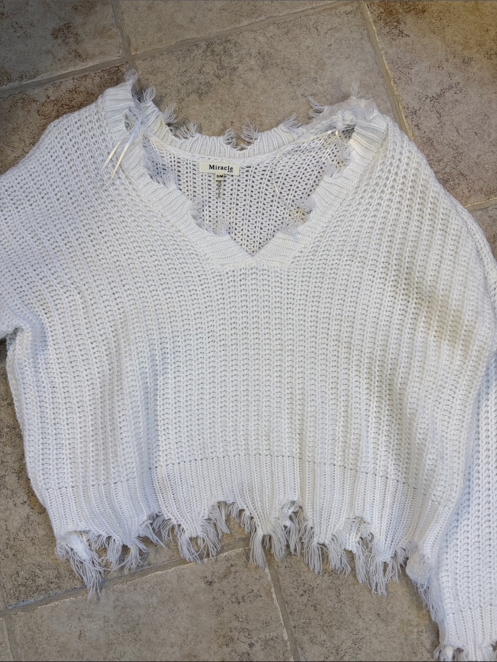 White V-neck Sweater